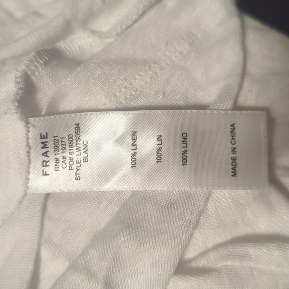 Frame Denim linen jersey white ruched top XL (tag says L but fits like XL-XXL) - Picture 8 of 10